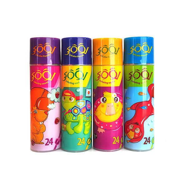 مدادرنگی 24 رنگ لوکی جعبه استوانهای