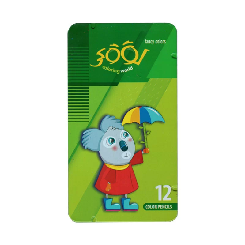 مداد رنگی 12 رنگ جعبه فلزی تخت لوکی